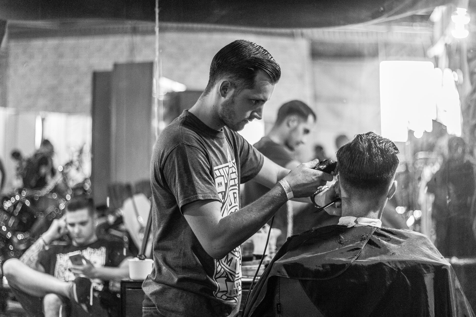 Barber giving a haircut